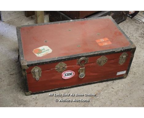 *VINTAGE RED TRUNK, 91CM X 51CM X 36CM