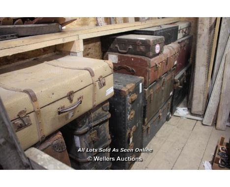 *TWELVE VARIOUS VINTAGE TRUNKS, MIXED SIZES