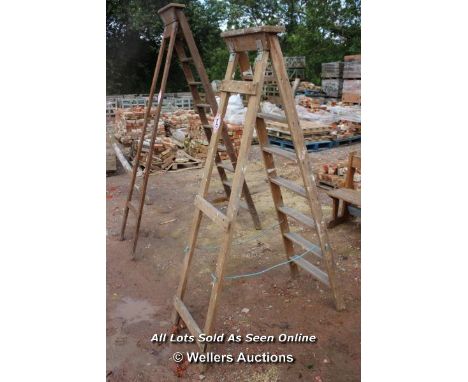*VINTAGE A-FRAME WOODEN STEP LADDER WITH EIGHT STEPS
