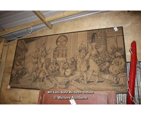 *VERY LARGE TAPESTRY SCENE, SMALL DAMAGE, 258CM LONG X 126CM HIGH