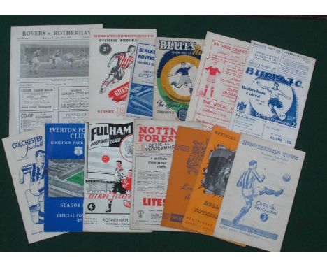Rotherham United 1952-3 Away Programmes, at Barnsley, Birmingham, Blackburn, Brentford, Bury, Colchester - F.A Cup Replay, Do