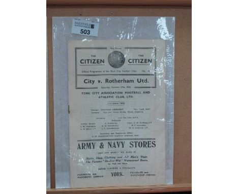 1936-7 York City v. Rotherham United Eight Page Programme, with 'Letter of Invitation' insert, for The First Team Fixture, da