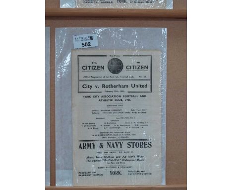1935-6 York City v. Rotherham United Eight Page Programme, for The First Team Fixture, dated February 29th,1936, York won 2-1