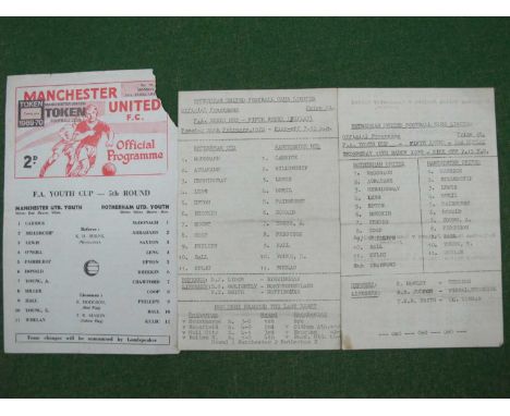 Rotherham United Youths v. Manchester United Youths, 1970 Youth Cup 5th Round Replay and Second Replay programmes, together w