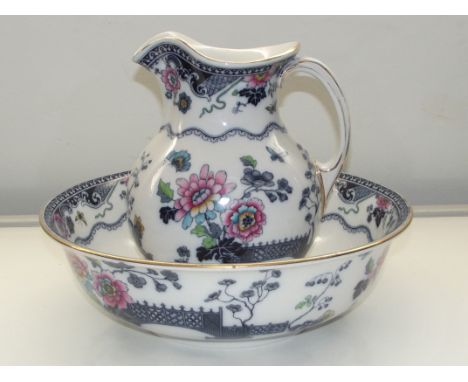 Losol ware, Langham, wash jug and basin, jug height 27cm