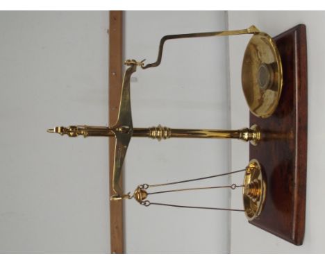 A set of late Victorian W & T AVERY LTD Birmingham grocer's brass beam scales Class B, 2lbs with brass dish and pan. With wei