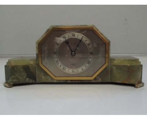 Art Deco onyx mantle clock. Prestons Ltd, An Elliott clock. Made in England 29x12x7cm
