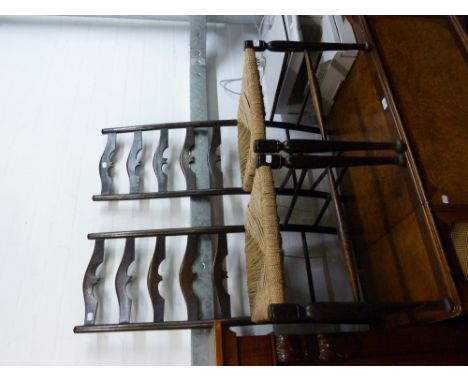 PAIR OF LADDER BACK SINGLE CHAIRS WITH STRING SEATS
