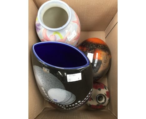 A Jeanne MacDonald vase (Corbridge Stoneware) together with a hand painted vase, signed Alan Clarke , a small Corbridge Stone