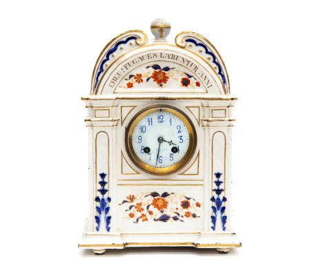 Early 19th Century Wedgwood creamware bracket clock, J. W. Benson movement, Imari decorated