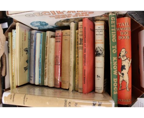 Collection of vintage books, mostly illustrated works on the subject of dogs 