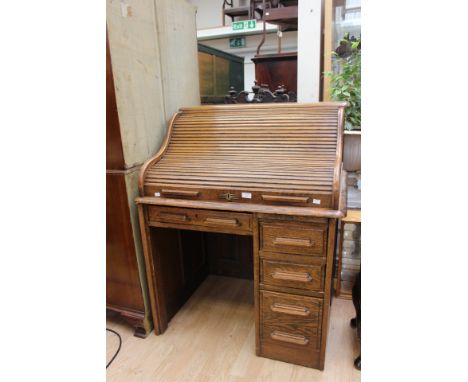Edwardian oak roll top desk 