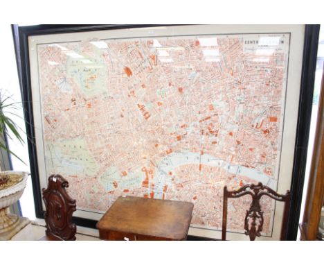 A large vintage style map of Central London, 225cm wide, 155cm high