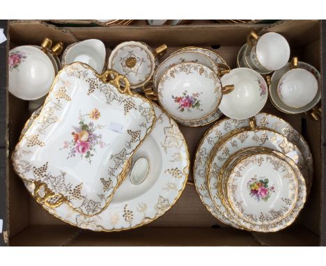 A Royal Crown Derby tea and dinner service, Derby 'Posie' and 'Vine' pattern, 56 pieces approx, circa 1955 with old receipts,