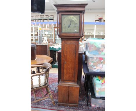 A George III eight day oak longcase clock, 18th Century, brass dial inscribed E. Greatorex