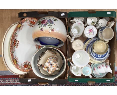Four various Victorian Earthenware Jardiniere's; together with two Earthenware meat platters; a butter dish and cover with a 
