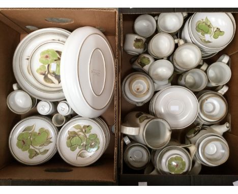 Fifty six pieces of Denby 'Troubadour', part dinner and tea service (2 boxes) 