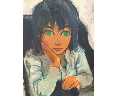 Continental School, 20th Century, Portrait of A Woman, oil on canvas, signed indistinctly 