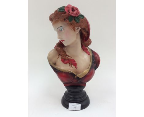 A circa 1950s ceramic bust of a Spanish lady 