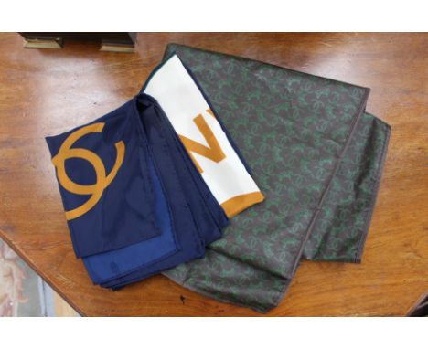 (Possibly) Coco Chanel silk scarf, with a Chanel dress/suit cover (2) 