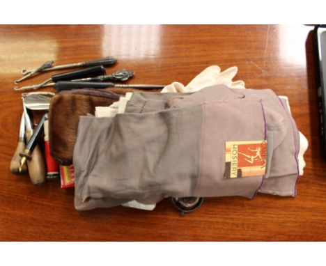 A collection of gloves and stockings, to include grey silk 1920/30 new stocking x 2, pair, assorted gloves to include 1930 lo