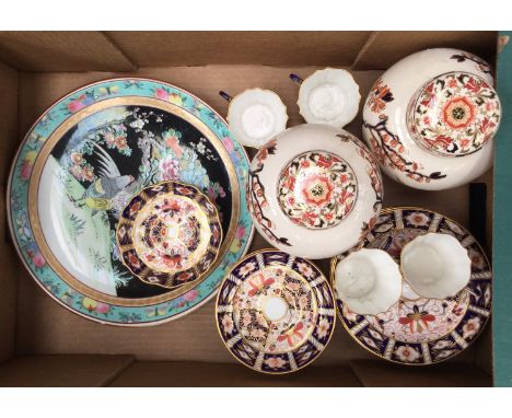 Ceramics including Royal Crown Derby Imari 2451 saucers and plate, Wedgwood Imari coffee cups and saucers, Masons ginger jars