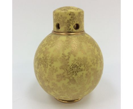 Royal Worcester yellow ground pot pourri cover 