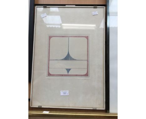 20th Century, School, Abstract, print signed indistinctly, together with an abstract gouache (2) 