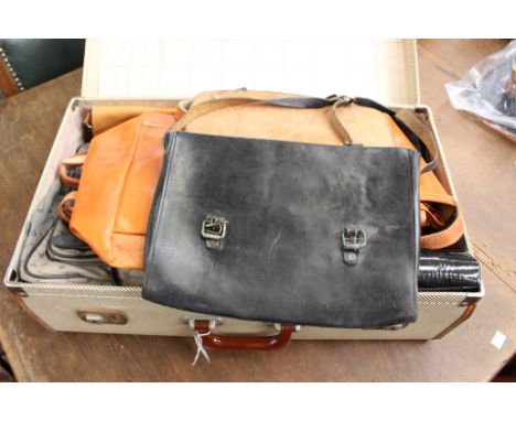 A late 1960s suitcase, with vintage Italian leather, canvas and U.S. bags Q 