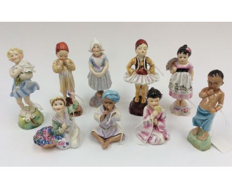 Royal Worcester, modelled by Doughty, International group of figures: England, Holland, Egypt, Greece, Spain, Burman, India, 