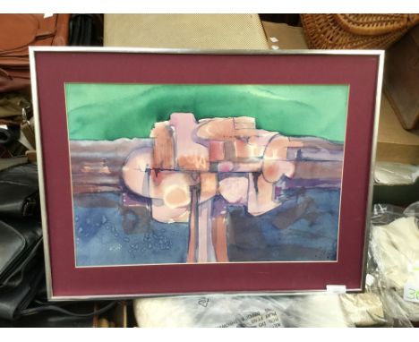 Turner (20th Century) Abstract Landscape, watercolour, signed 1973, unglazed