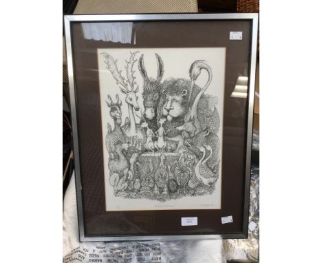 Ken Morton, Speakers Corner, print, signed and numbered 30 of 100, dated 1977