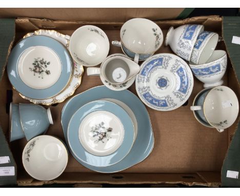 A Royal Doulton 'Rose Elegance' part tea service, with a Coalport 'Revelry' part tea service (one box) 