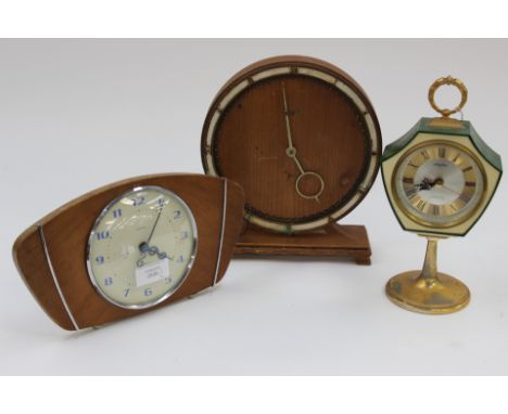 1950s mantle clocks including Rhythm alarm clock, Tempora and Kiengle (3) 