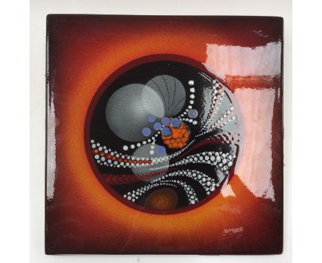 A decorative ceramic hand painted plaque by Alan Clarke (1) 