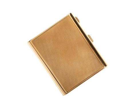ASPREY & CO NINE CARAT GOLD MATCHBOOK CASE,  signed and hallmarked to the interior, with engine turned decoration to the exte