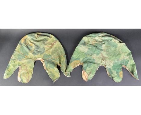 Vietnam War Interest - two US American Army M1 helmet camouflage covers, both with handwritten graffiti, including ' Born To 