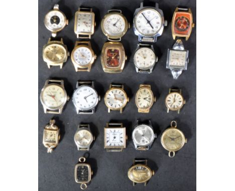 A large collection of assorted 20th century wristwatches (no straps) - includes Timex, Sekonda, Buler, Ravisa, Josmar and oth