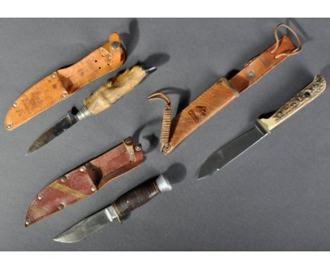 A collection of x3 assorted knives / daggers, to include; a small Boy Scout's dagger with remnants of emblem to handle, a hor