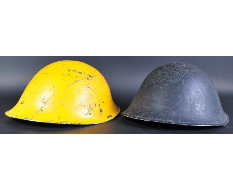 Two post-WWII Second World War British Army steel combat ' Turtle ' helmets. Both with original liners present. Various dates