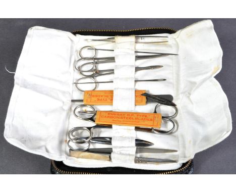 WWI First World War Interest - a likely inter-war issued British Army medic's / field surgeon's kit, featuring various tools 