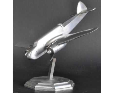 An original WWII Second World War interest Art Deco style desktop model of a twin-engined aeroplane / bomber. The model mount