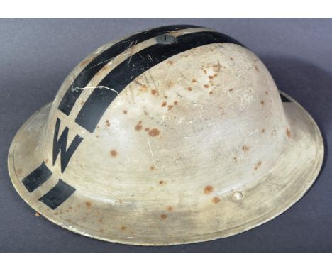 An original WWII Second World War Civil Defence ARP Air Raid Precautions senior officer's steel Brodie helmet. Original white