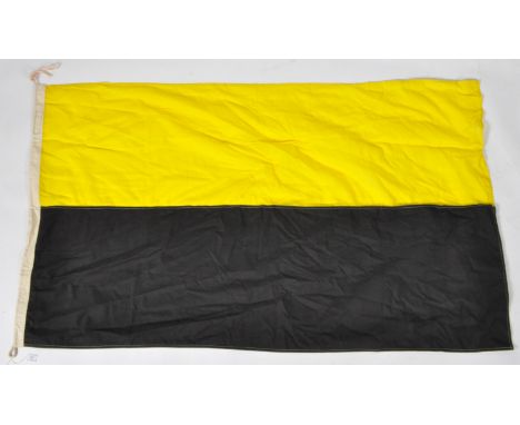 WWI First World War: a replica Imperial German Army battle / trench flag in yellow and black. Label to seam with black and ye