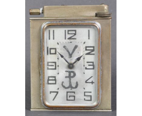 WWII Second World War - a vintage Polaire of Paris made table top cigarette lighter / desktop clock. Hand drawn Polish emblem