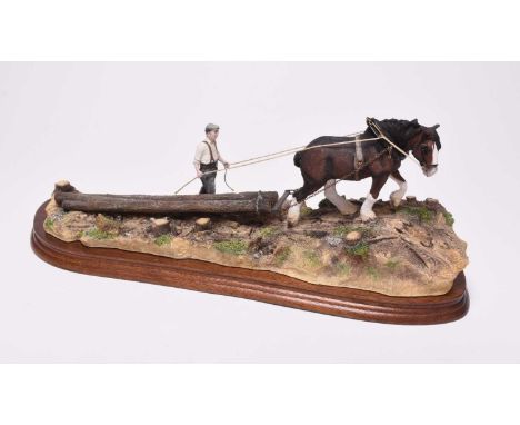 A Border Fine Arts limited edition 'Logging' model, No. B0700 by Ray Ayres, on plinth stand, numbered 272/750, overall length