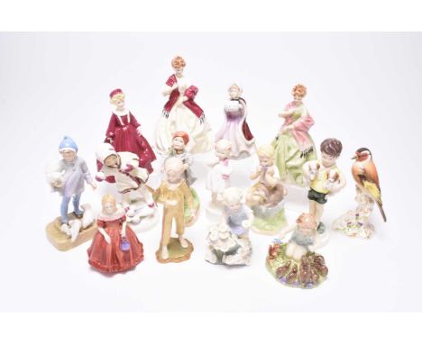 A group of sixteen Royal Worcester figures, including Freda Doughty models, comprising 'February', April, 'May', 'June' and '