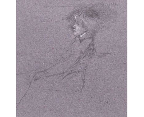 Peter Greenham (1909-1992) A sketch of a seated boy, monogrammed lower right, pencil with chalk highlights, 18 x 17 cm, frame