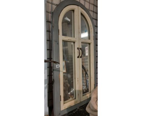 GREY ARCH SHUTTER GARDEN MIRROR 101CMS (H) APPROX 