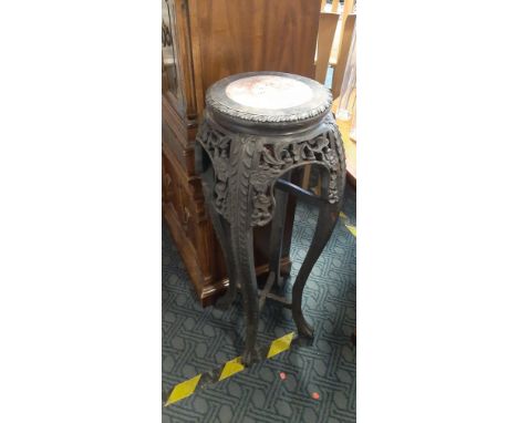 MARBLE TOP ORIENTAL PLANT STAND